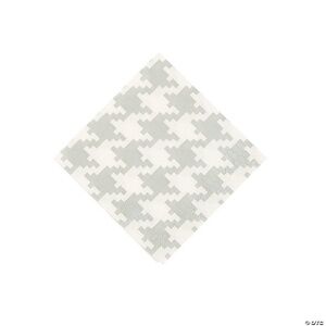 MUST BUNDLE Silver Houndstooth Print Beverage Napkins